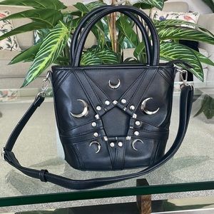 Killstar Rana Handbag in Black with Crescent Moon Embellishments